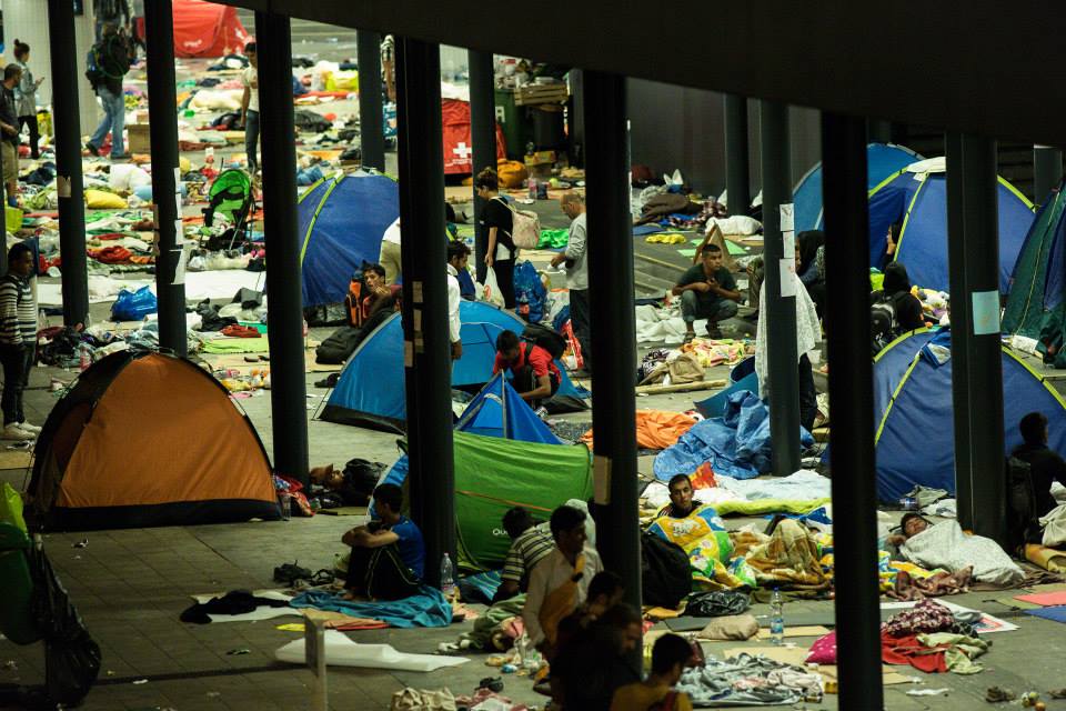 Refugees at Keleti Railway station in Hungary