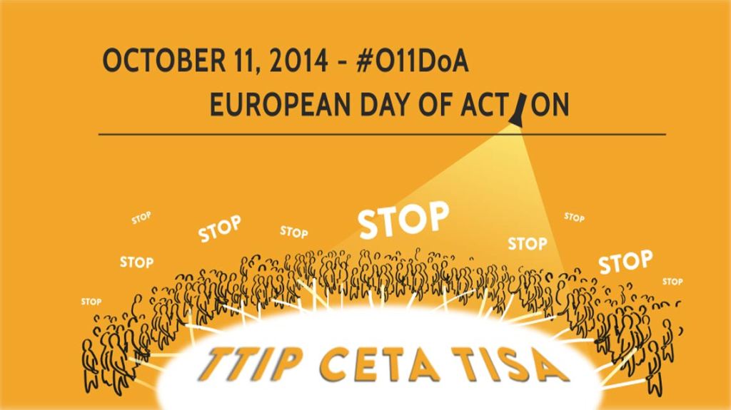 European-wide protests against TTIP, CETA and TISA on October 11, 2014